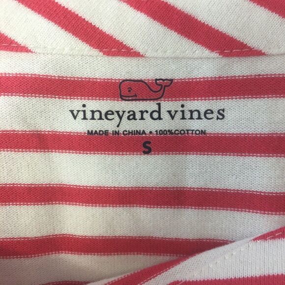Vineyard Vines Pinkish Red and White Stripe Boatneck Top Size S - Picture 3 of 5